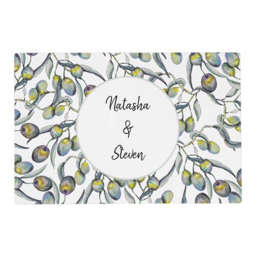 Magic Olives Watercolor Hand_painted Placemat