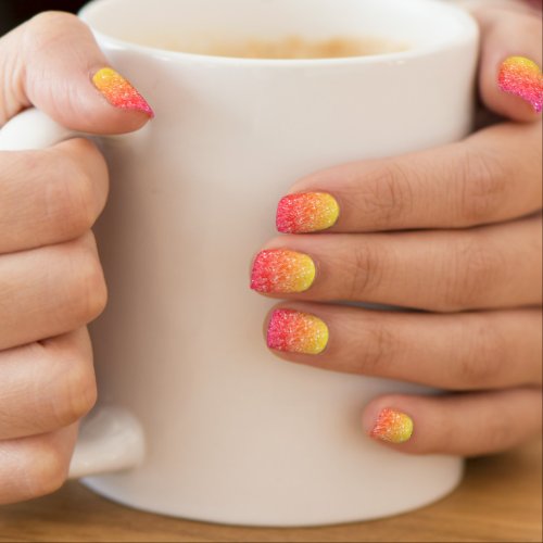 Magic Ombre Glitter Mosaic Spotted Yellow Red Minx Nail Art