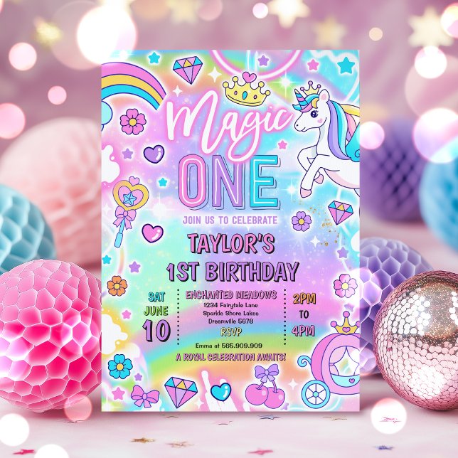 Magic One Fairytale Princess 1st Birthday Party Invitation (Creator Uploaded)