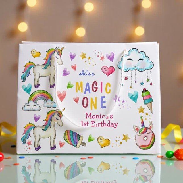 Magic one unicorn birthday large gift bag (Creator Uploaded)