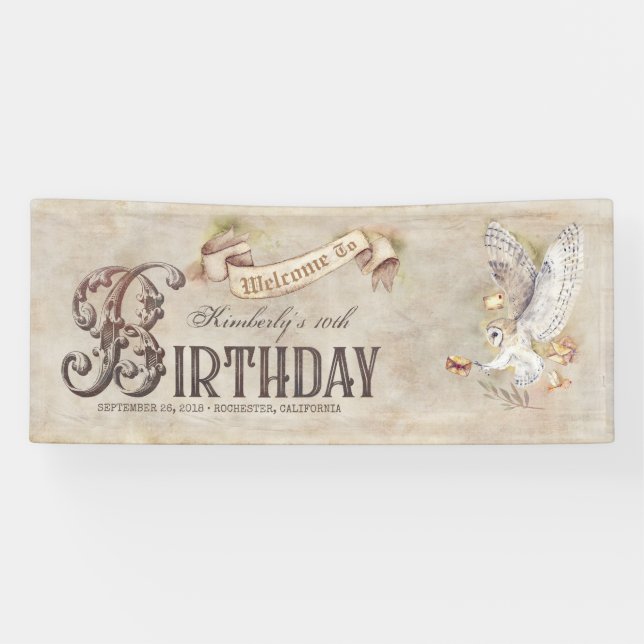 Magic Owl Birthday Party Welcome Banner (Horizontal)