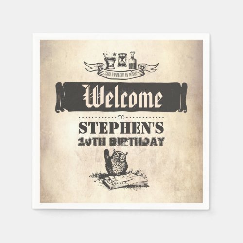 Magic Owl Birthday Welcome Napkins