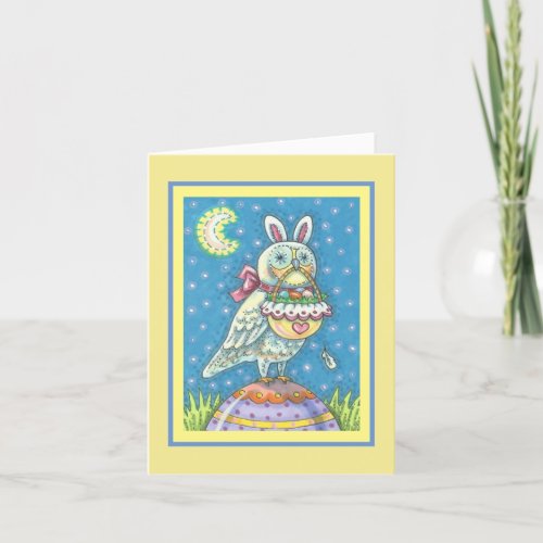 MAGIC OWL  EASTER BASKET GREETING CARD Verse