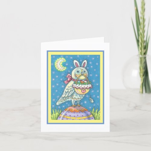 MAGIC OWL  EASTER BASKET GREETING NOTE CARD Verse
