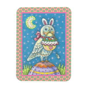 MAGIC OWL & EASTER BASKET, HOLIDAY BIRD MAGNET