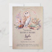 Magic Owl Girl Wizard Birthday Invitation (Front)