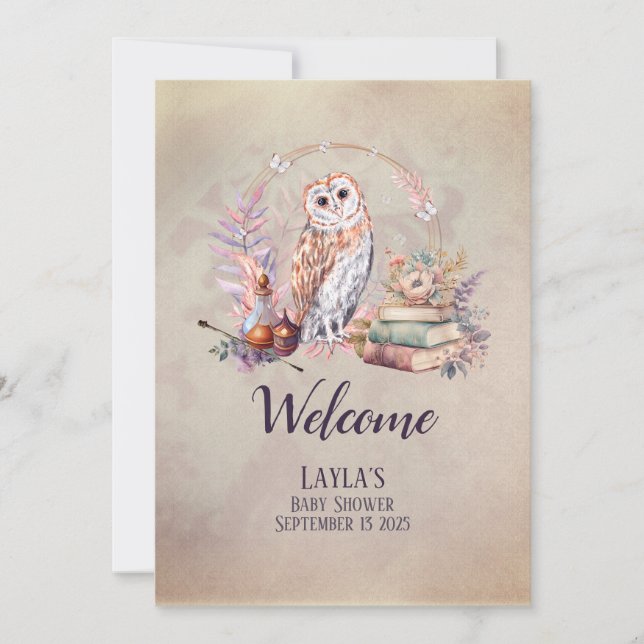 Magic Owl Welcome Baby Shower Invitation (Front)
