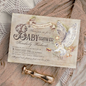 Magic Owl Wizard Witch Fairy Tale Baby Shower Invitation