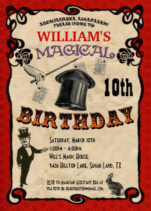 vintage magic party invitations