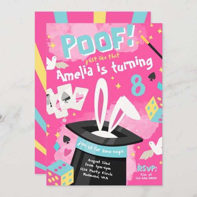 Magic Party Invitation | Magician Invitation (Front/Back)