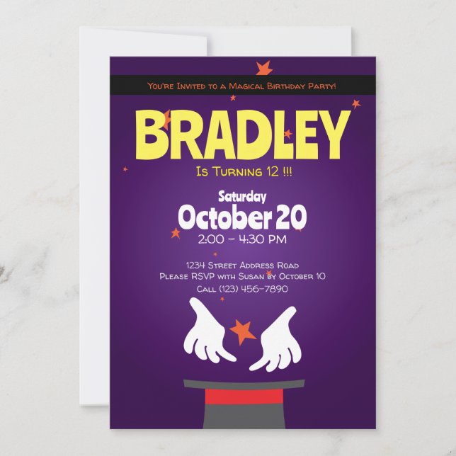 Magic Party Magic Show Invitation (Front)