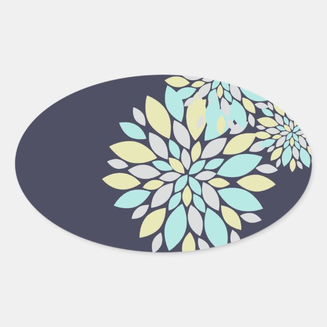 Magic Pastel Colour Flower Petals Oval Sticker (Front)