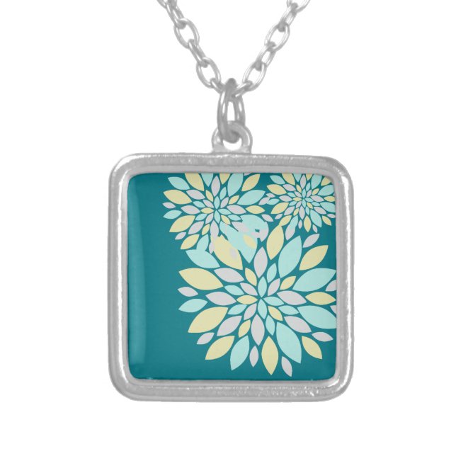 Magic Pastel Colour Flower Petals Silver Plated Necklace (Front)