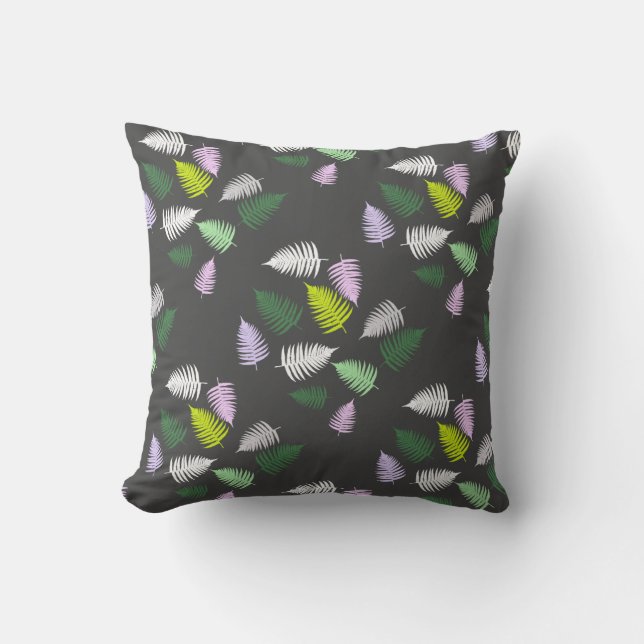Magic Pastel Fern Leaves Cushion Throw Pillow (Front)