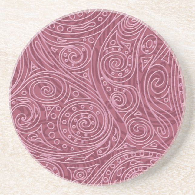 Magic Pattern spiral Cashmere Rose Sandstone Coaster (Front)