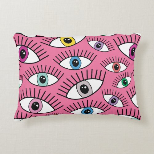 Magic pattern with colorful eyes Mystic backgroun Accent Pillow