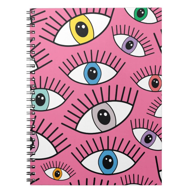 Magic pattern with colorful eyes. Mystic backgroun Notebook (Front)