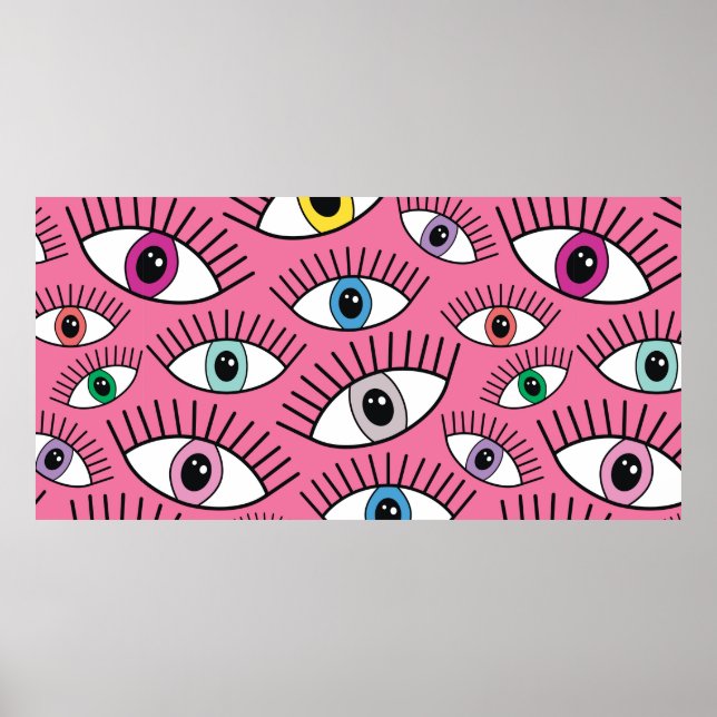 Magic pattern with colorful eyes. Mystic backgroun Poster (Front)