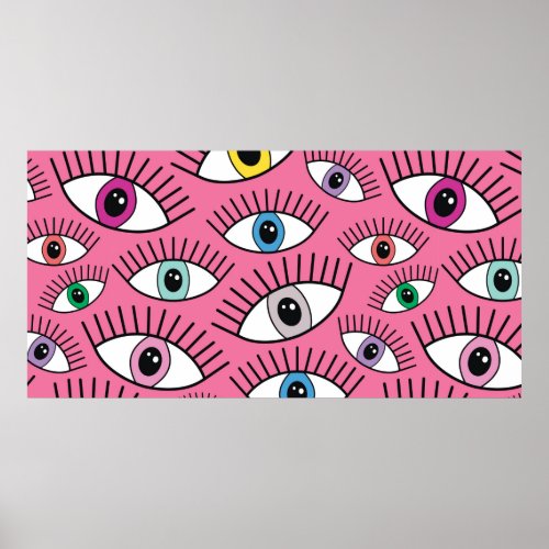 Magic pattern with colorful eyes Mystic backgroun Poster