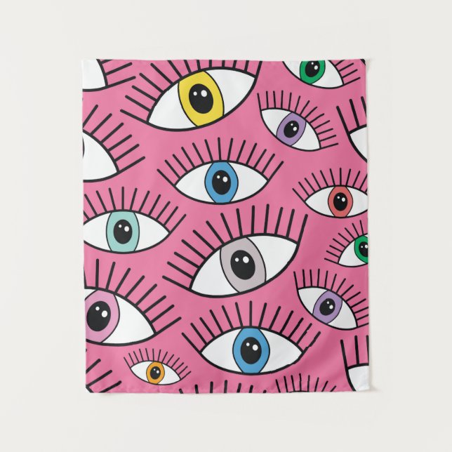 Magic pattern with colorful eyes. Mystic backgroun Tapestry (Front)