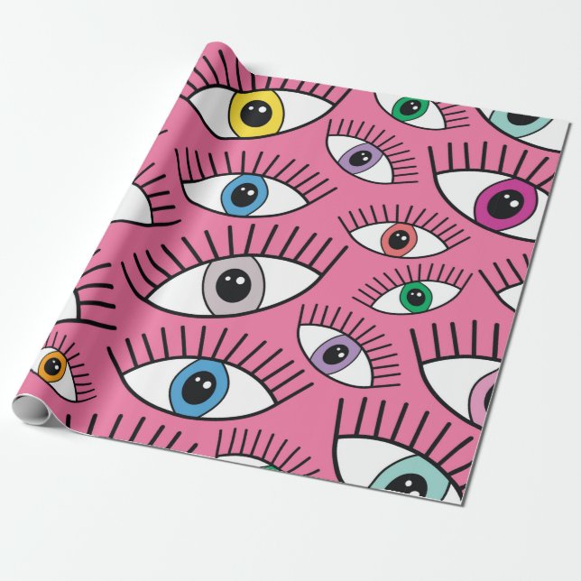 Magic pattern with colorful eyes. Mystic backgroun Wrapping Paper (Unrolled)