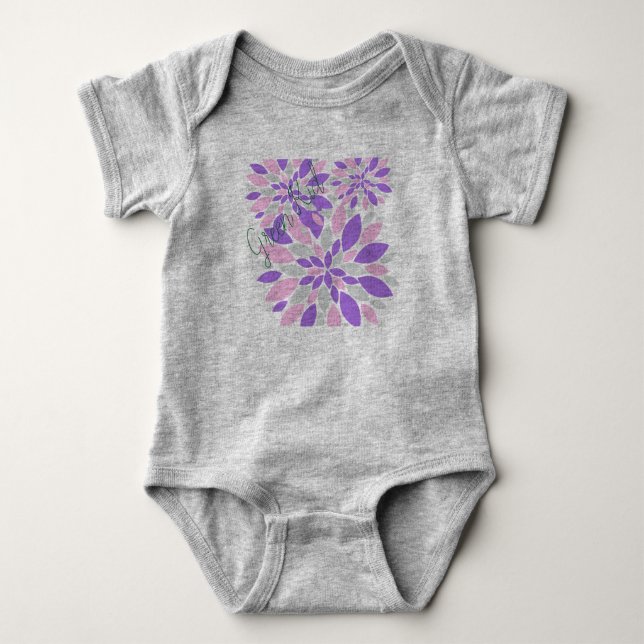 Magic Petals Purple Flowers Baby Bodysuit (Front)