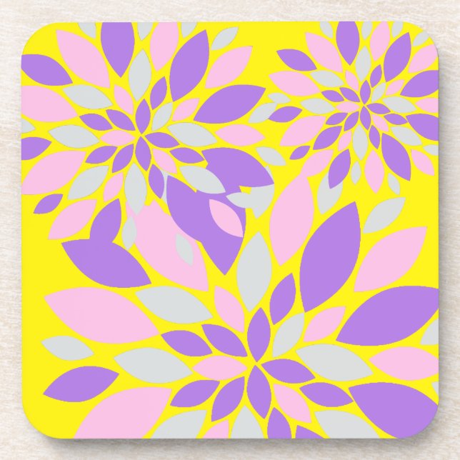 Magic Petals Purple Flowers Beverage Coaster (Front)