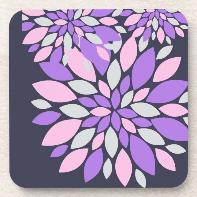 Magic Petals Purple Flowers Beverage Coaster (Front)