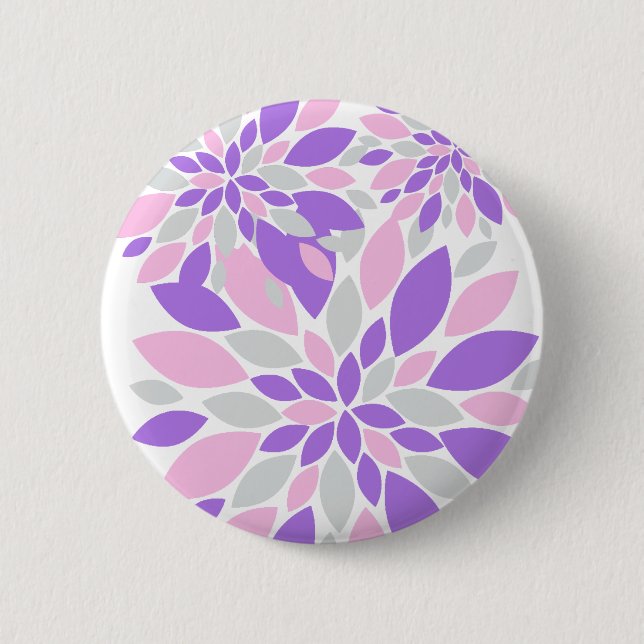 Magic Petals Purple Flowers Button (Front)