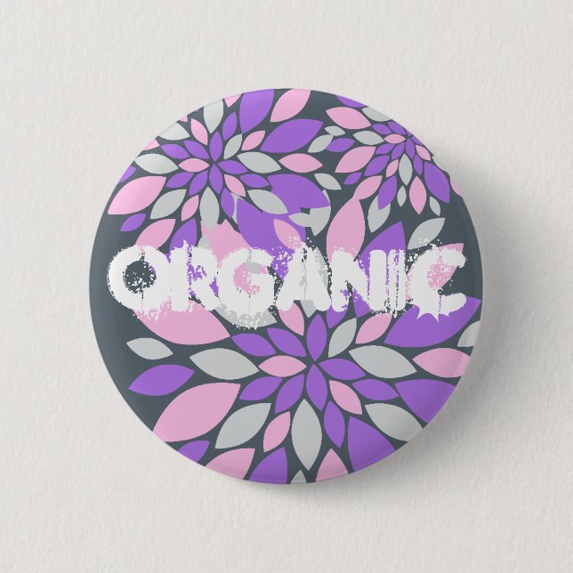 Magic Petals Purple Flowers Button (Front)