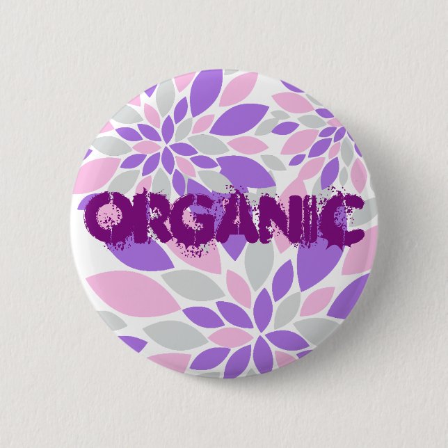 Magic Petals Purple Flowers Button (Front)