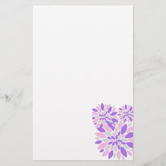 Magic Petals Purple Flowers Stationery (Front)