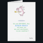 MAGIC PIGGY CARD<br><div class="desc">A winged pink pig hovers expectantly, magic wand in hoof.</div>