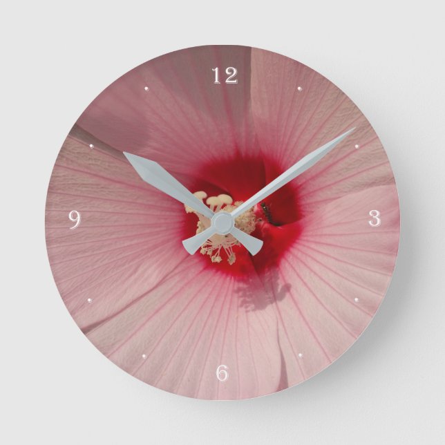 Magic Pink Flower Photo Round (Medium) Wall Clock (Front)