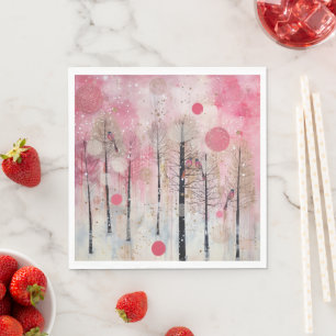 Magic Pink Winter Songbird Sanctuary Napkins