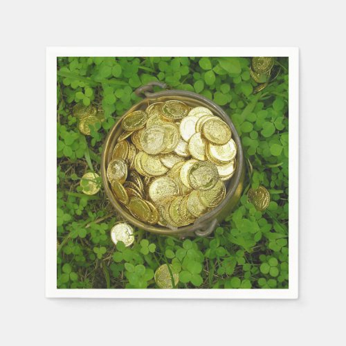 Magic Pot of Gold With Shamrocks Napkins