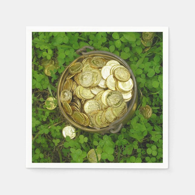 Magic Pot of Gold With Shamrocks! Napkins (Front)
