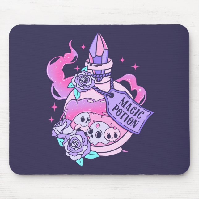 Magic Potion Cute Pink Halloween Potion Bottle Mouse Pad (Front)
