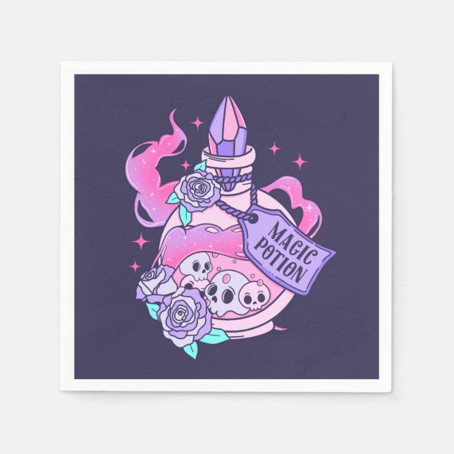 Magic Potion Cute Pink Halloween Potion Bottle Napkins (Front)