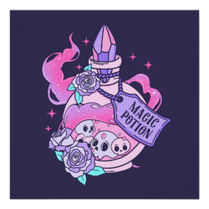 Magic Potion Cute Pink Halloween Potion Bottle Poster