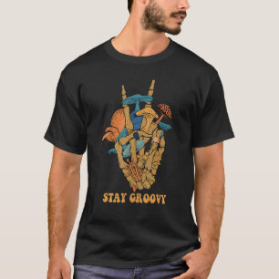 Magic Psilocybin Mushrooms Skull Peace Sign Hand S T-Shirt