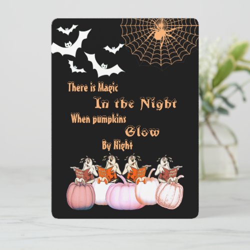  Magic Pumpkins Glow By Night Halloween Ghosts Fun Holiday Card
