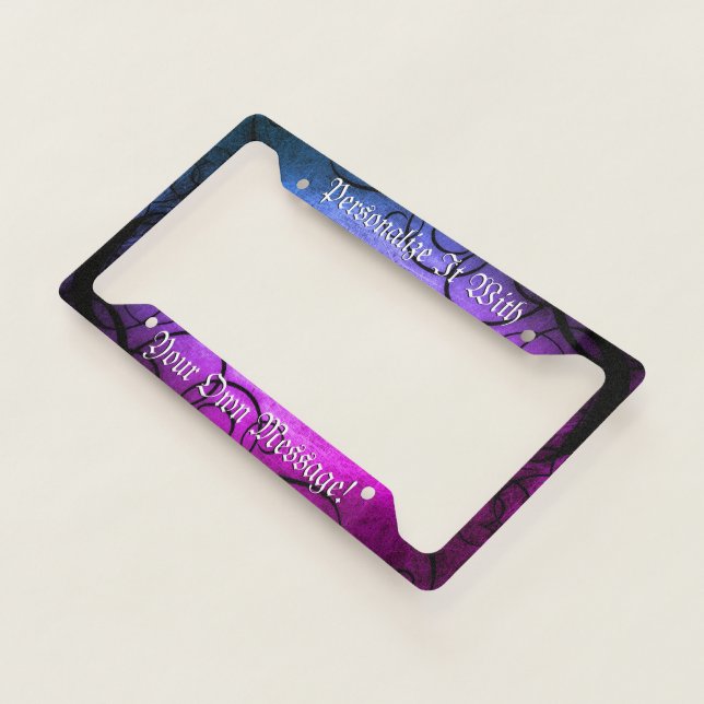 Magic Purple Blue With Gothic Swirls License Plate Frame (3/4)