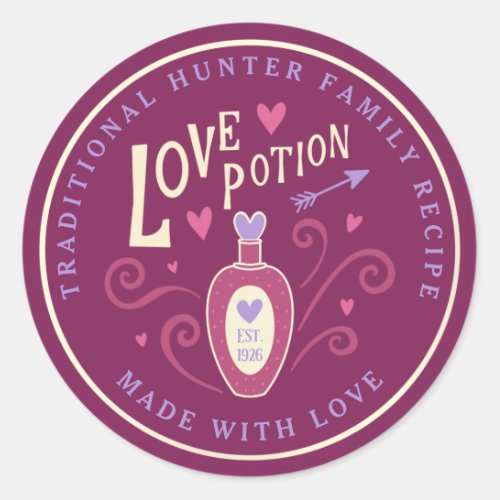 Magic Purple Love Potion Valentines Sticker 