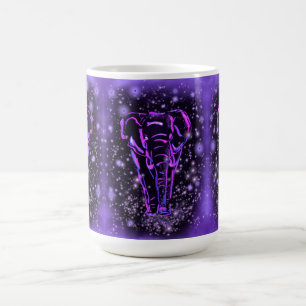 Magic Purple Pink Elephant Walking At Starry Night Coffee Mug