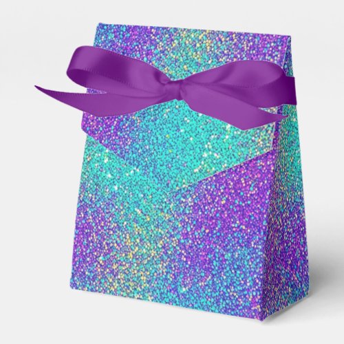 Magic Purple Turquoise Sparkling Glittery Gradient Favor Boxes