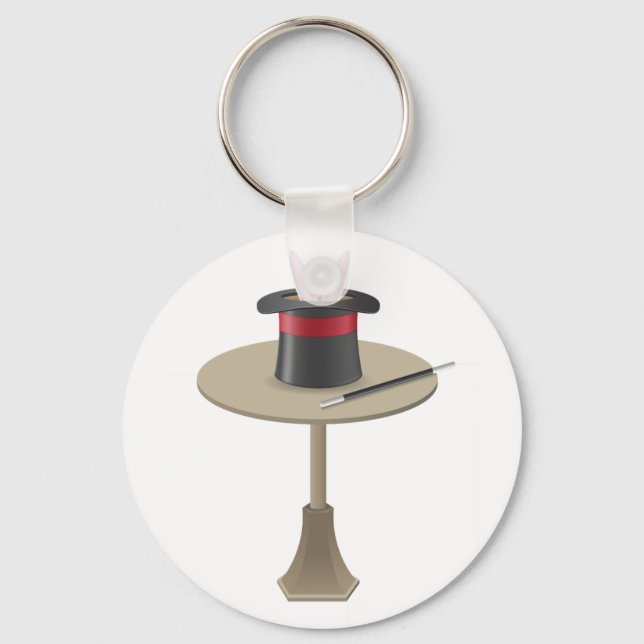 Magic Rabbit in Hat with Wand Keychain (Front)