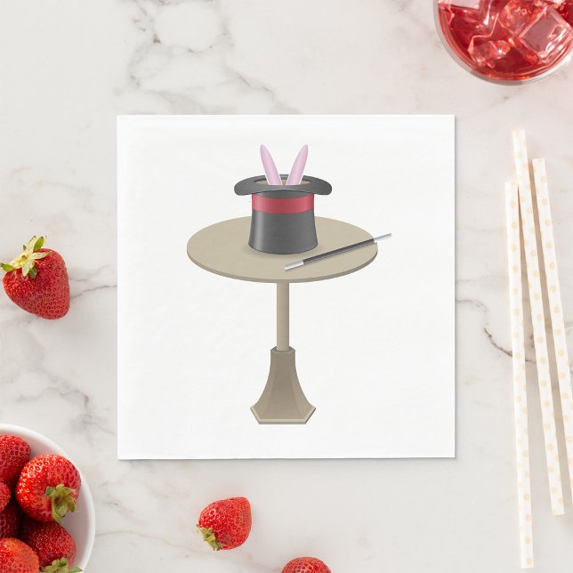 Magic Rabbit in Hat with Wand Napkins (Creator Uploaded)