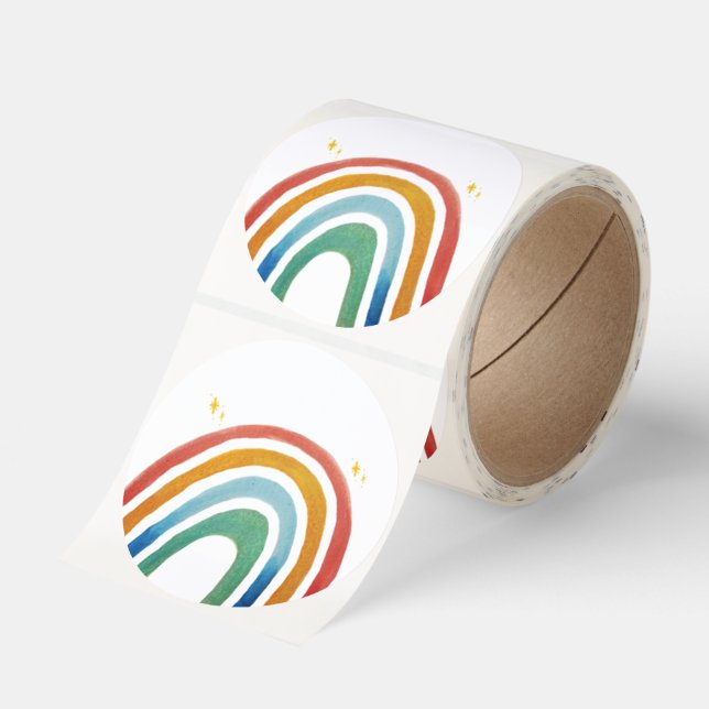 Magic Rainbow Classic Round Sticker (Roll)