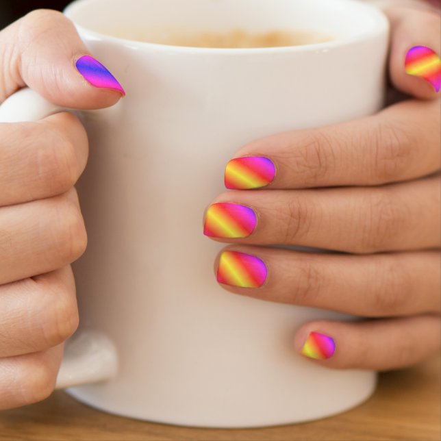 Magic Rainbow Ombre Purple Pink Blue Colorful Minx Nail Art (Insitu - Mug)